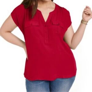 INC International Concepts Red Dolman Knit Top